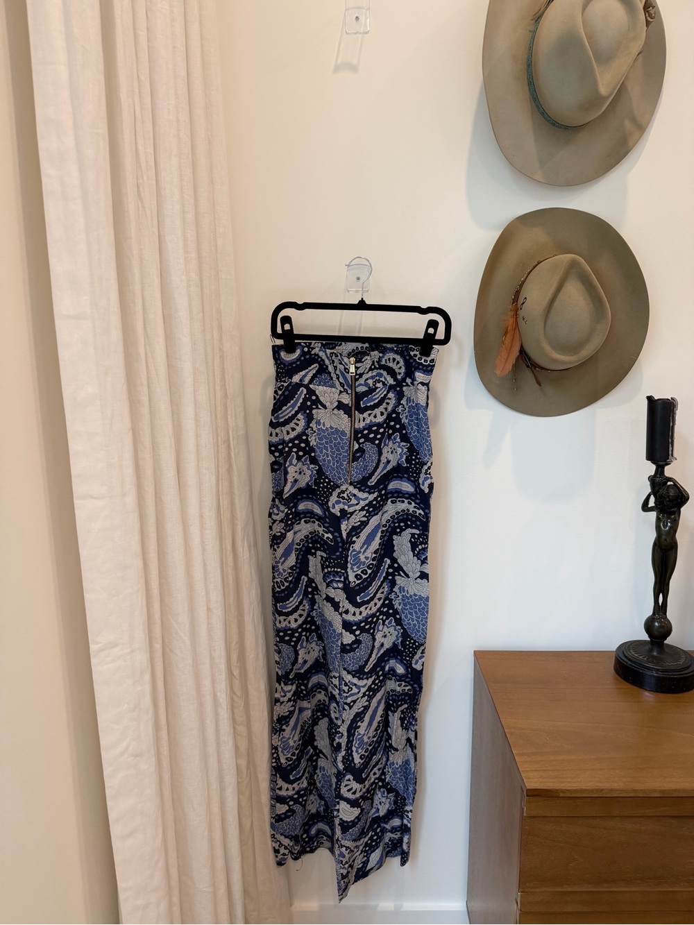 Alice McCall Navy and Light Blue Paisley Maxi Skirt